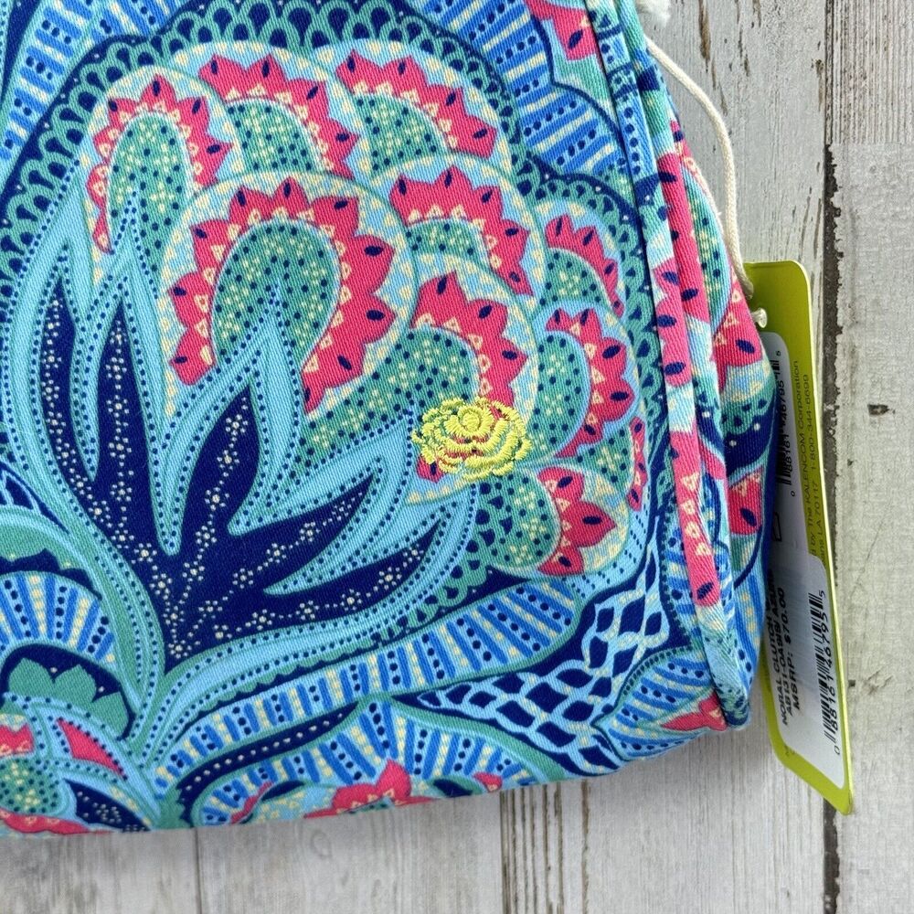 New Amy Butler Nora Clutch With Chain Oasis Azure Tropical Kiss Lock Closure - Picture 14 of 16